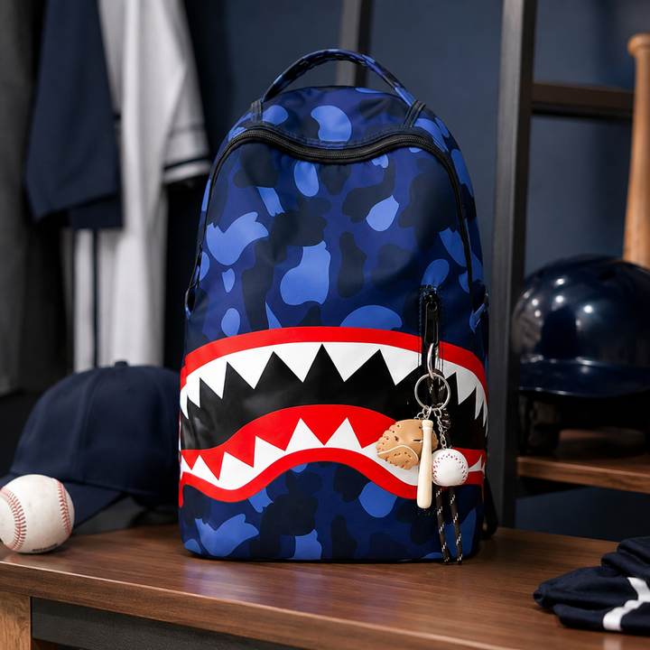 Shark Mouth Camouflage Boys and Girls School Backpack, Lightweight Travel Bookbag