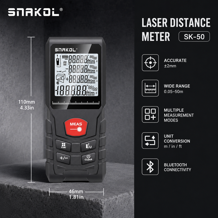 Laser Distance Meter Rangefinder Digital Measuring Tool 50M 100M 120M