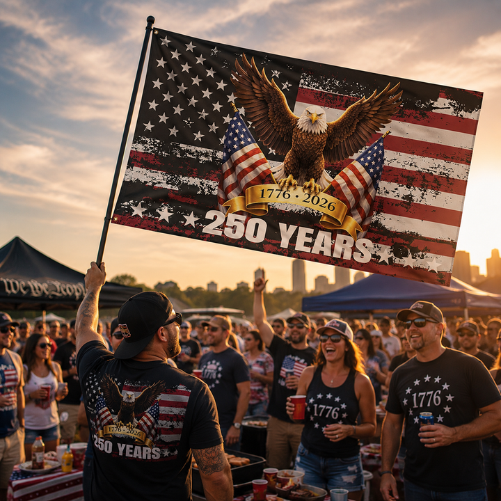 American Flag 250th Anniversary Banner Double Sided July 4th Independence Day Patriotic Flag