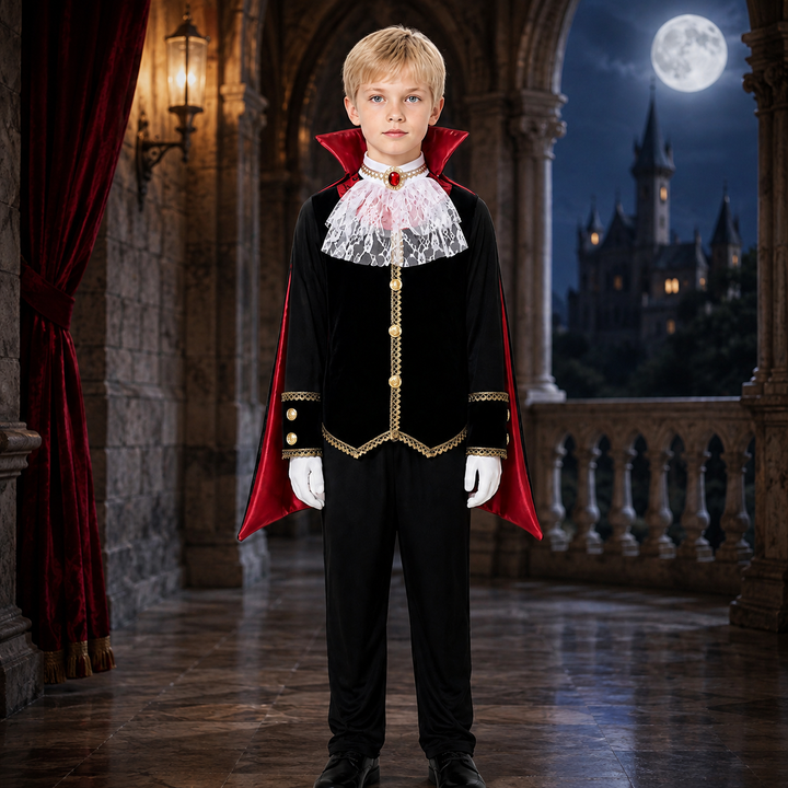 Vampire Costume for Boys with Cape and Vest Halloween Costume