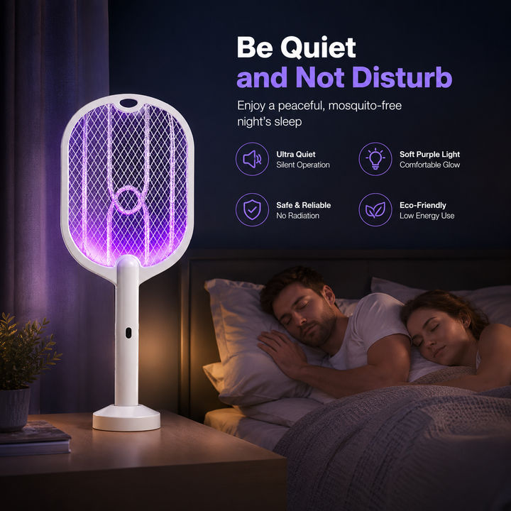 Electric Mosquito Swatter Racket 3000V with Type-C Charging Mosquito Killer Lamp
