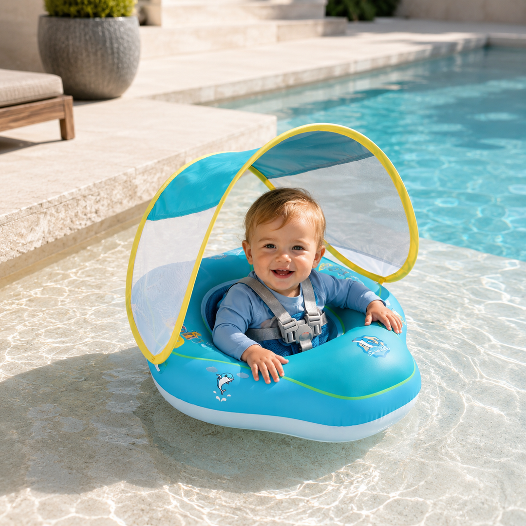 Baby Pool Float Canopy Inflatable Infant Swim Ring Bathing Summer Kids