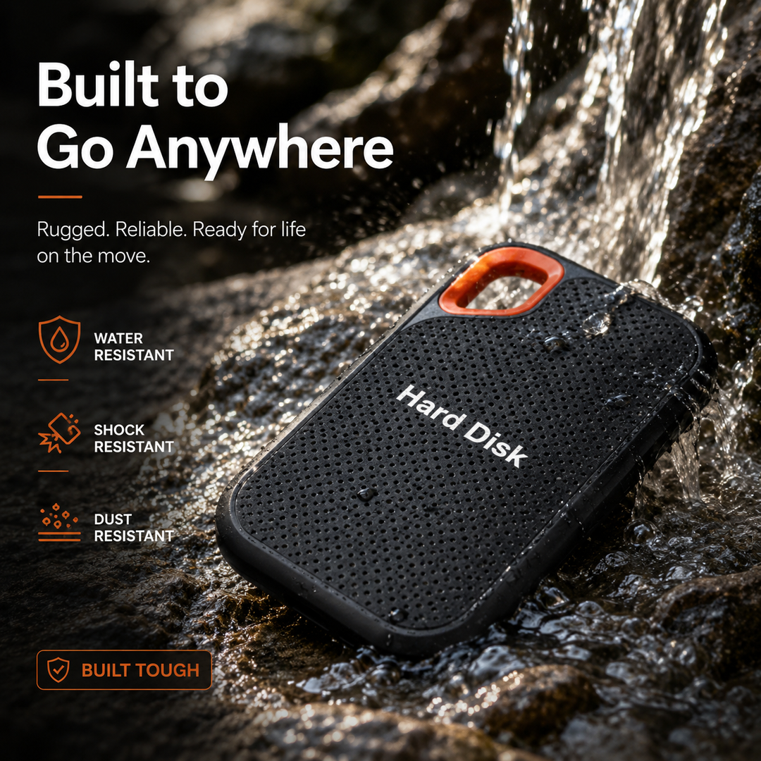 Portable External SSD USB-C Rugged Shock-Resistant Storage Drive