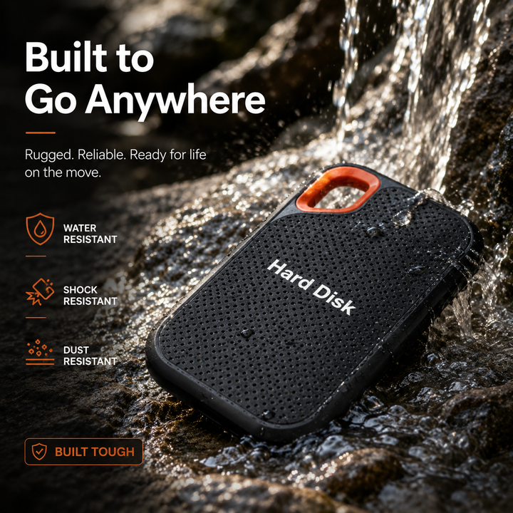 Portable External SSD USB-C Rugged Shock-Resistant Storage Drive