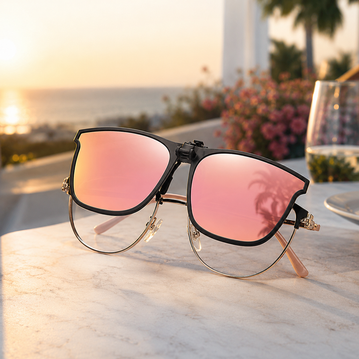 UV400 Polarized Clip-On Flip-Up Sunglasses for Prescription Glasses