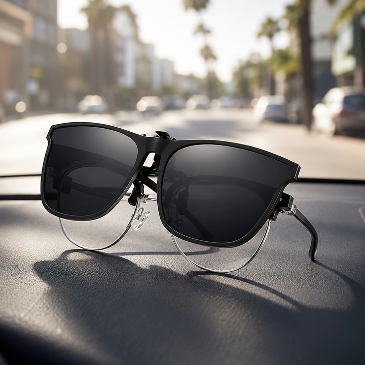 UV400 Polarized Clip-On Flip-Up Sunglasses for Prescription Glasses