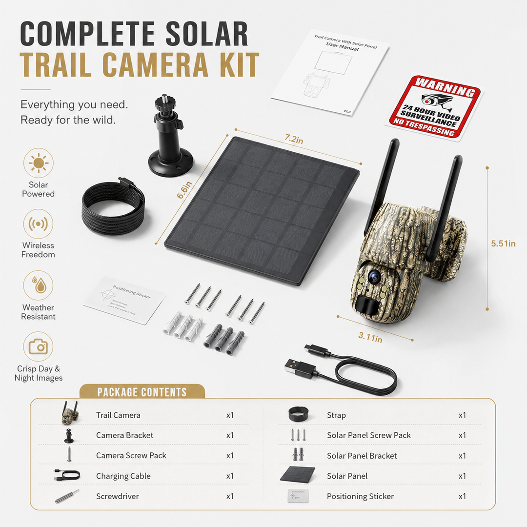 Solar Security Camera 4G LTE 360 Live View 2.5K Outdoor Wireless No WiFi