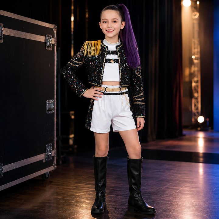 Girls Sparkle Star Print Performance Costume Set