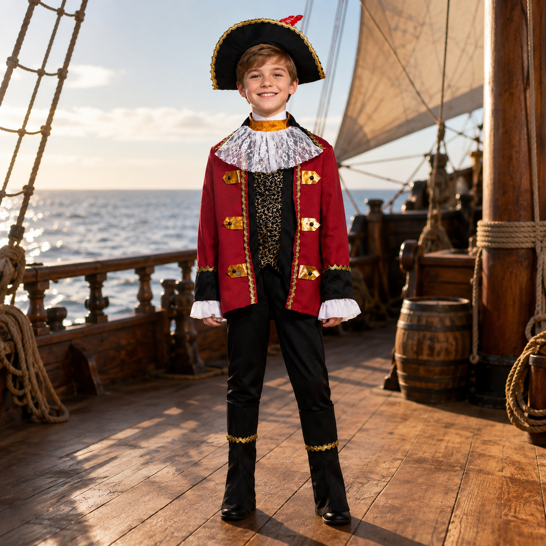 Pirate Captain Costume for Kids Halloween Costume with Hat