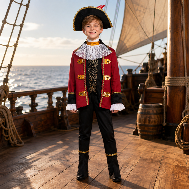 Pirate Captain Costume for Kids Halloween Costume with Hat