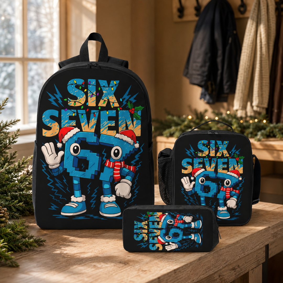 Six Seven 67 Unisex 3-Piece School Backpack Set with Lunch Box &amp; Pencil Case