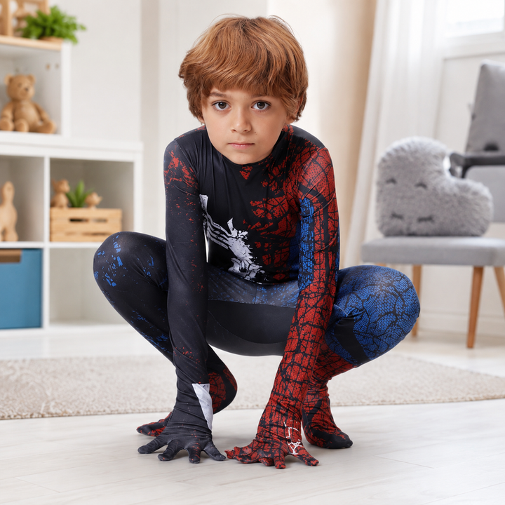 Kids Spider Web Zentai Bodysuit Costume for Boys Halloween