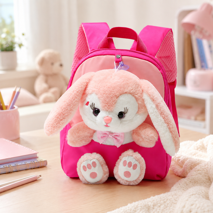 Girls Plush Bunny School Backpack for Toddlers