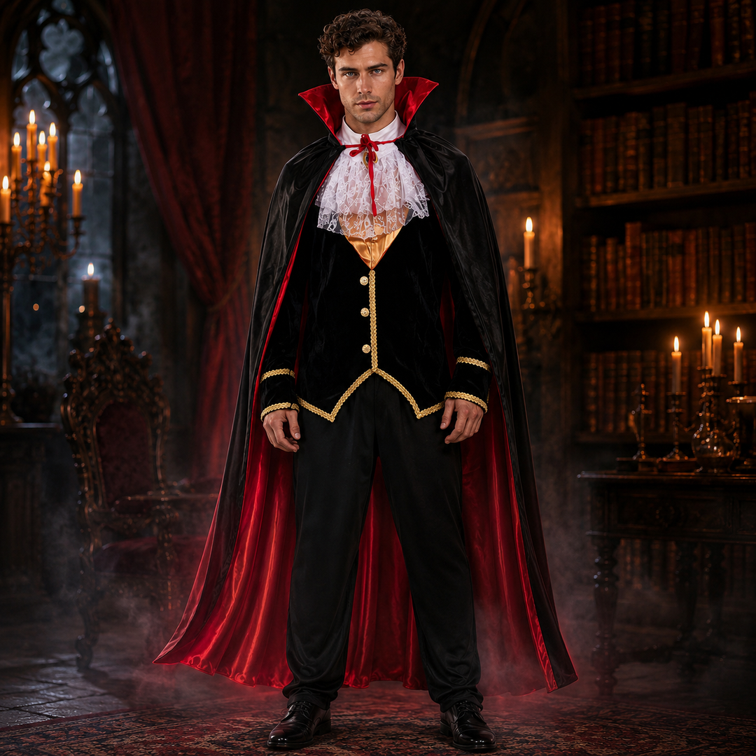Vampire Cape Costume with Vest and Collar for Men