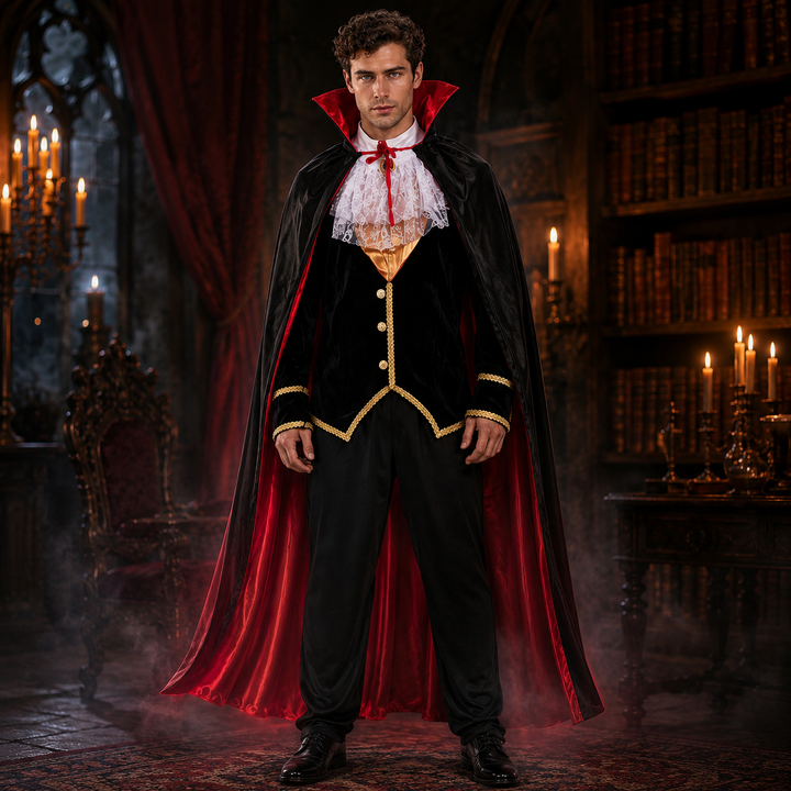 Vampire Cape Costume with Vest and Collar for Men