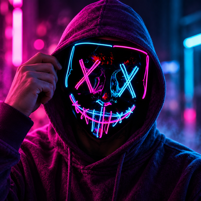 LED Light Up Halloween Mask for Cosplay and Masquerade Parties
