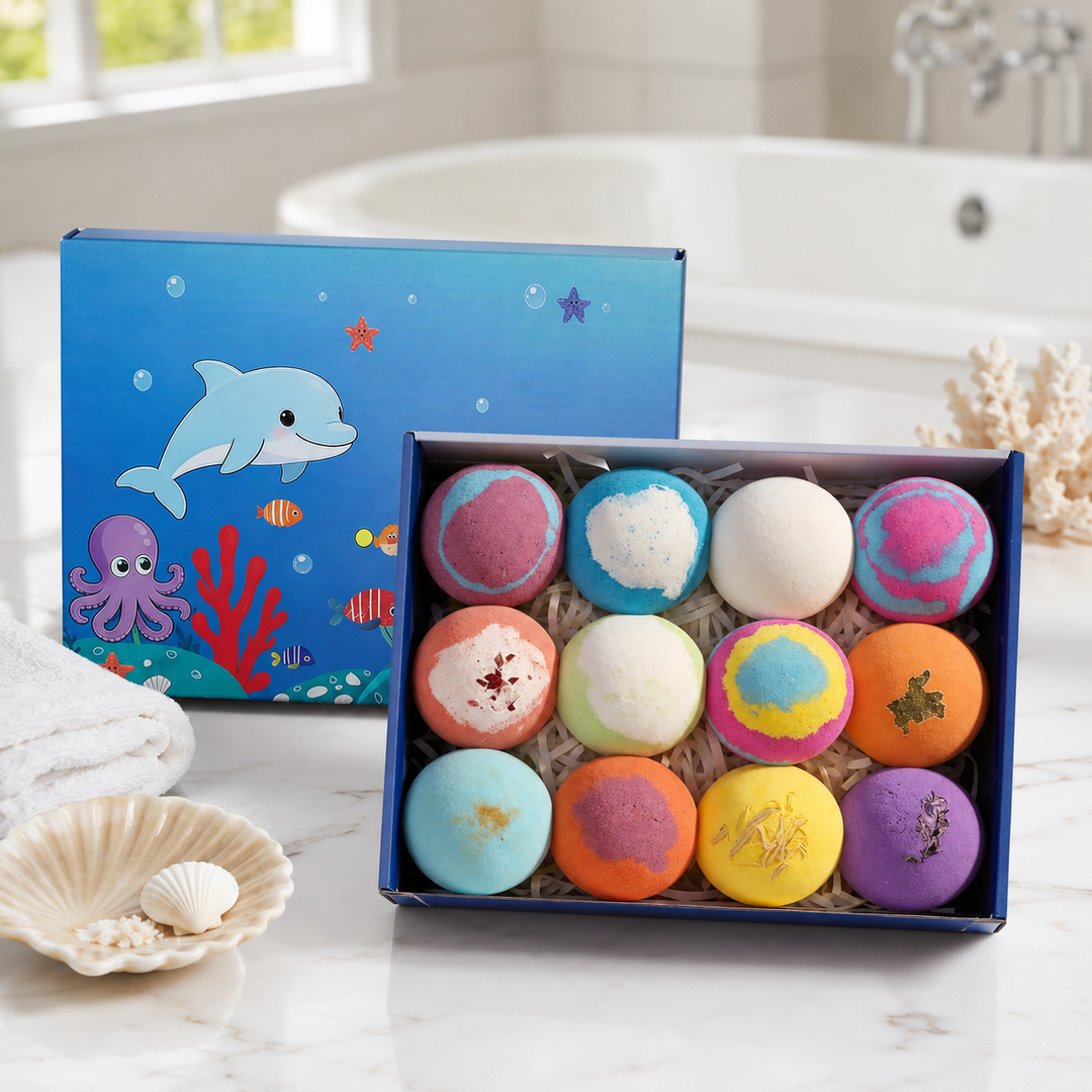 Organic Bath Bombs Set Surprise Toys Essential Oil Moisturizing Kids Gift
