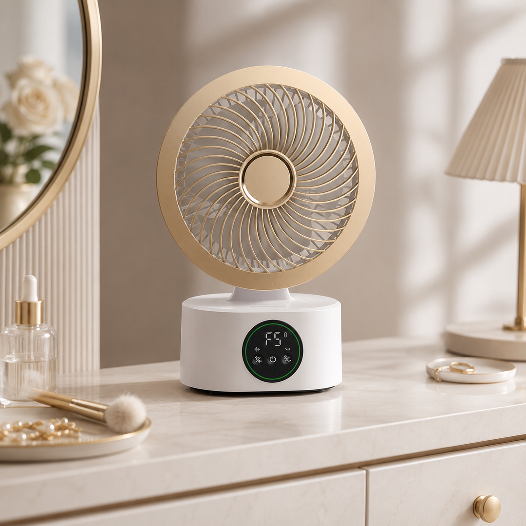 Wall-Hanging Fan Remote Voice USB Rechargeable Folding Nightlight Cooler