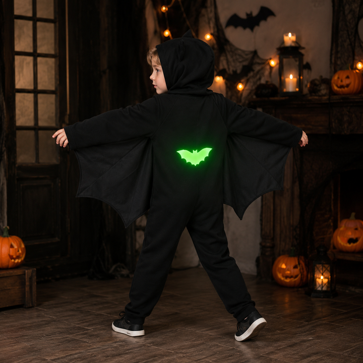Kids Glow in the Dark Bat Cape Halloween Vampire Cloak Luminous Costume Cosplay