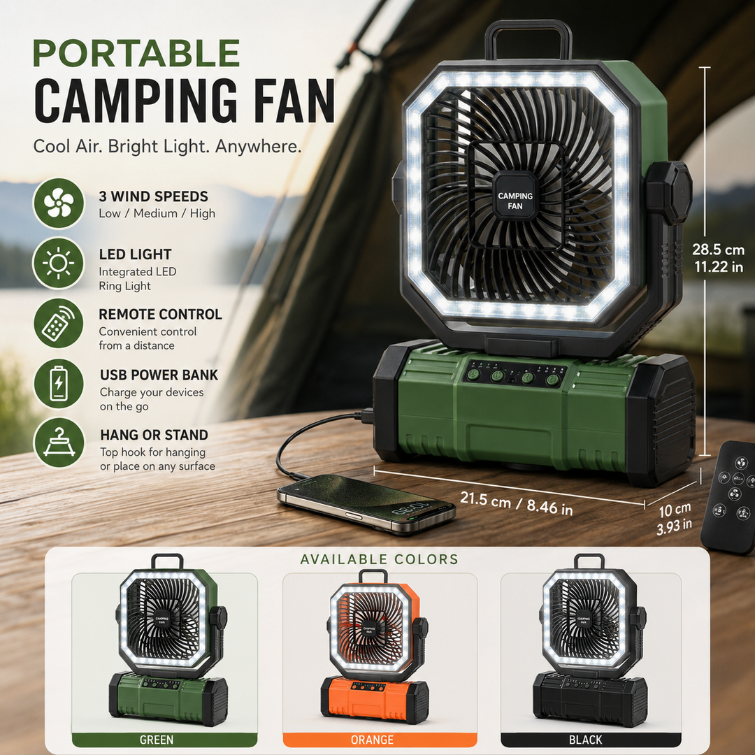 Camping Radiator Fan 20000mAh LED Lantern 8-Speed Outdoor Tent Jobsite