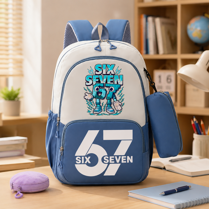 Six Seven 67 Unisex 2-Piece School Backpack Set with Pencil Case