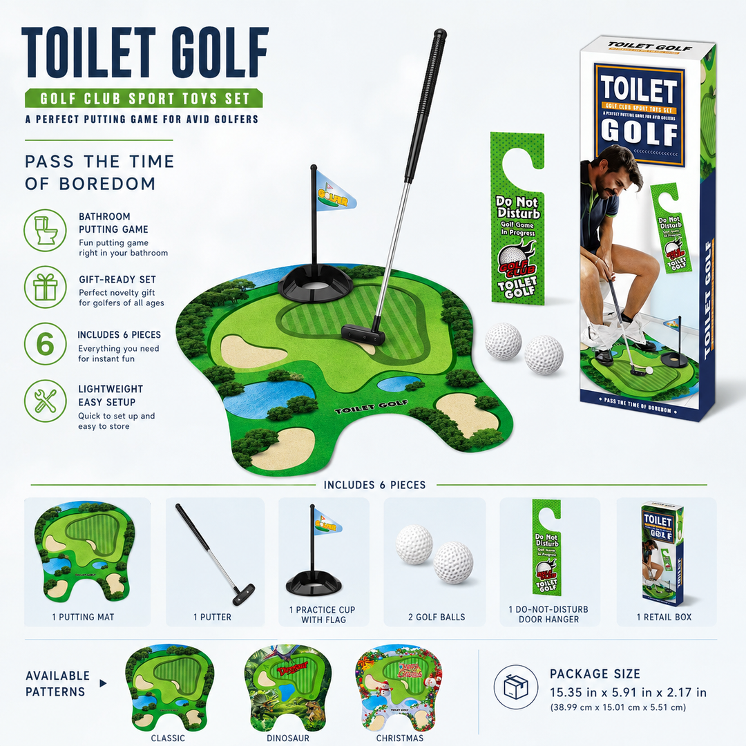 Toilet Golf Funny Putting Game Bathroom Gag Gift Set