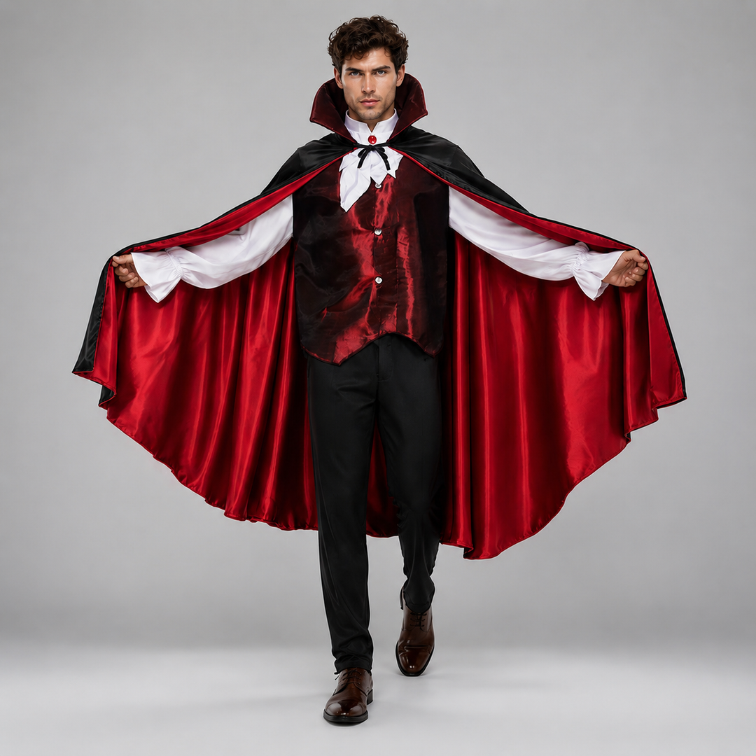 Vampire Cape Costume with Vest and Collar for Men