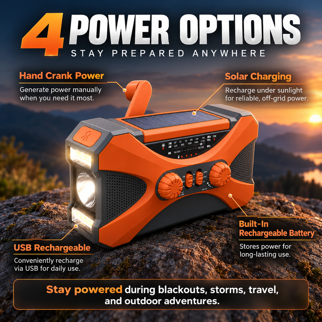 Wind Up Emergency Radio Heavy Duty 10000mAh NOAA Flood Light SOS