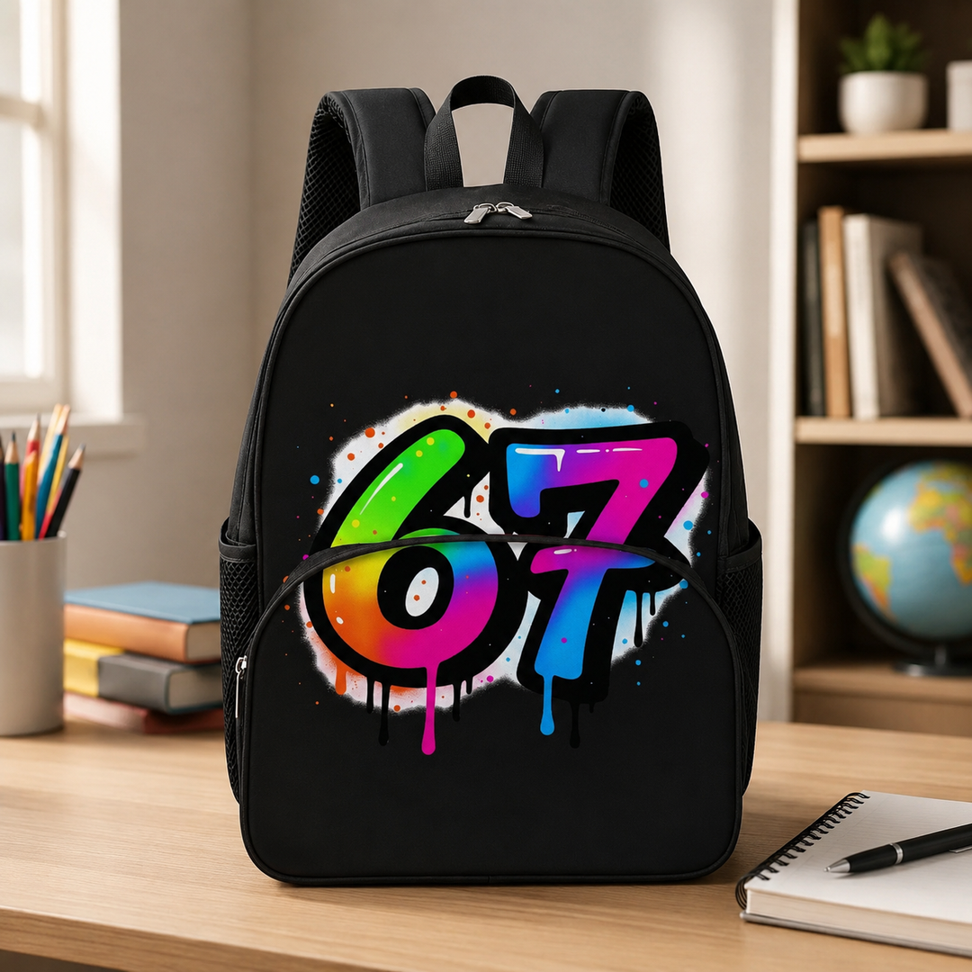 Six Seven 67 Kids Round Pocket School Backpack