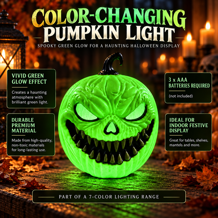 Scary Pumpkin Light Color Changing Jack O Lantern Halloween Decor