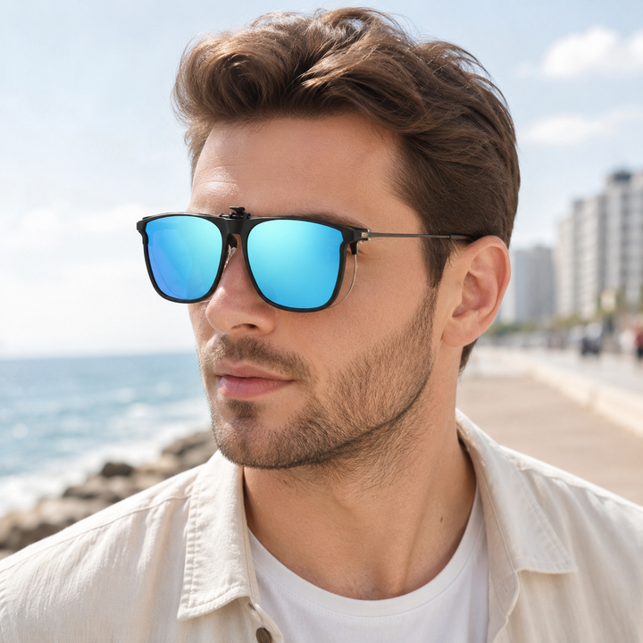 UV400 Polarized Clip-On Flip-Up Sunglasses for Prescription Glasses