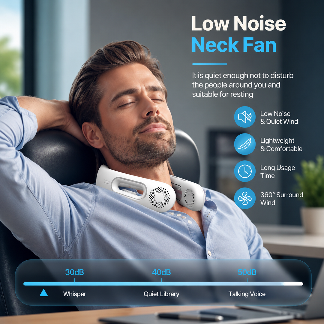 Bladeless Neck Fan 5200mAh Portable Rechargeable 4 Speed 360 Cooling Fan