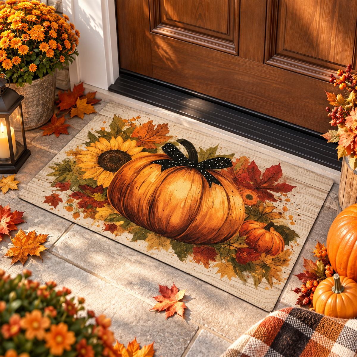 Halloween Pumpkin Crystal Velvet Doormat Non Slip Entryway Welcome Mat