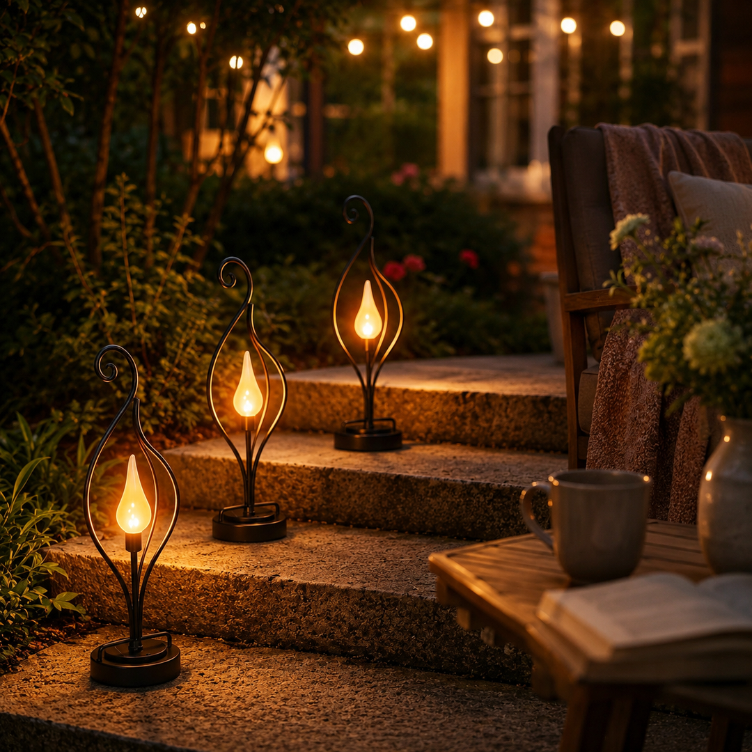 Solar Flame Outdoor Light Garden Lawn Sensor Metal Lamp Courtyard Landscape Atmosphere