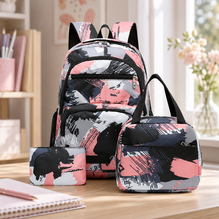 Kids 3-Piece Waterproof School Backpack Set with Lunch Bag &amp; Pencil Case