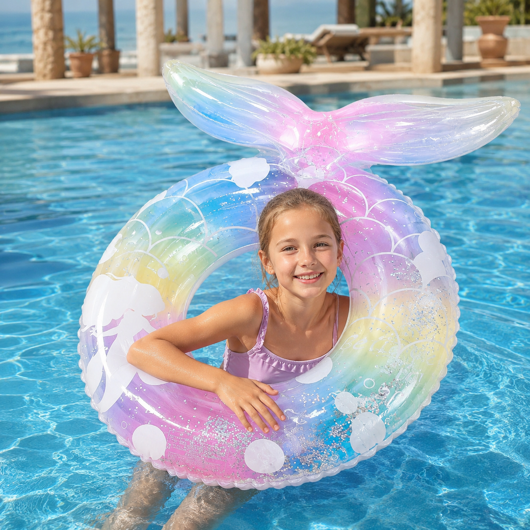 Mermaid Pocket Loop Lifebuoy Underarm Swim Aid Kids Pool Beach Toy