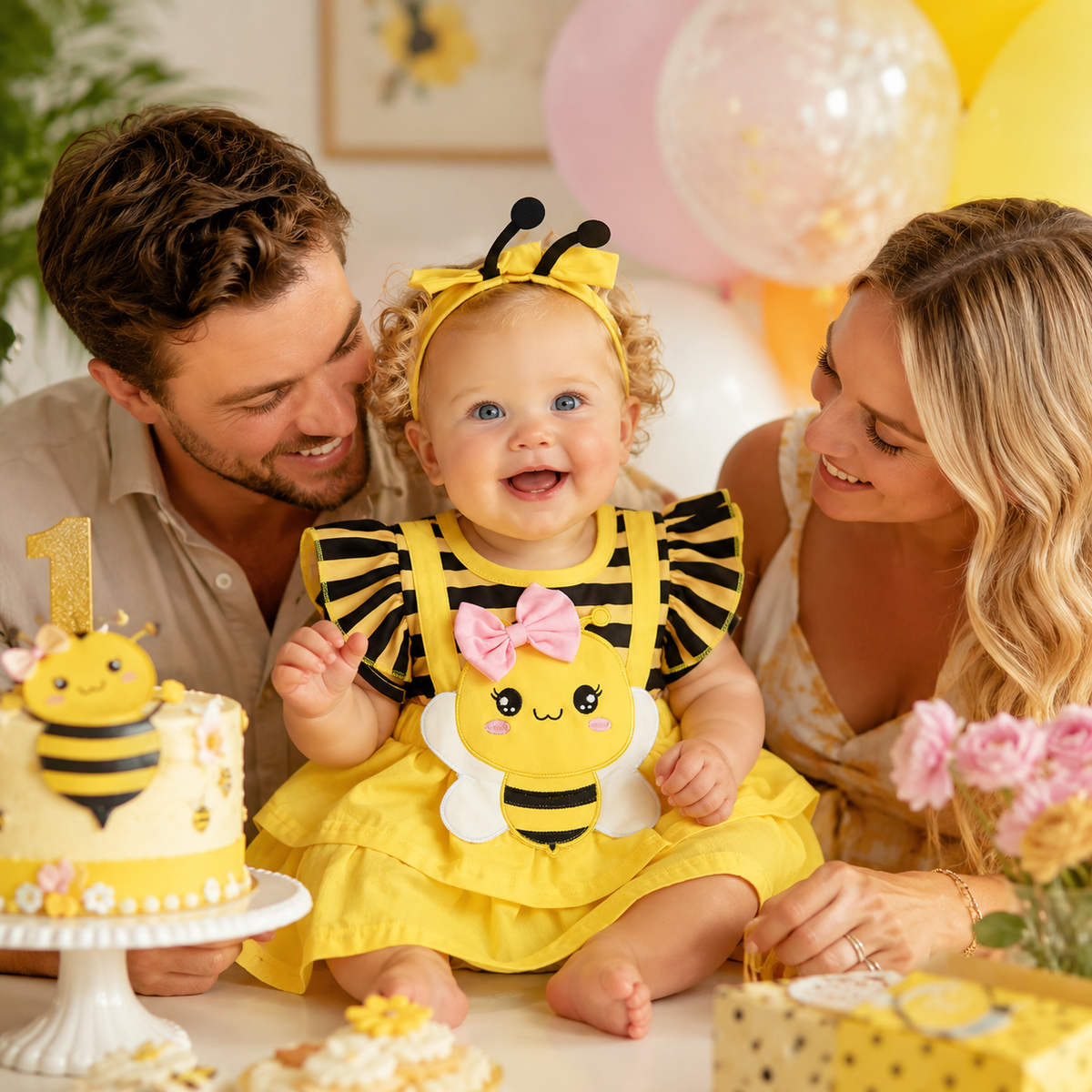 Baby Bee Costume Romper with Antenna Headband Photo Prop Outfit