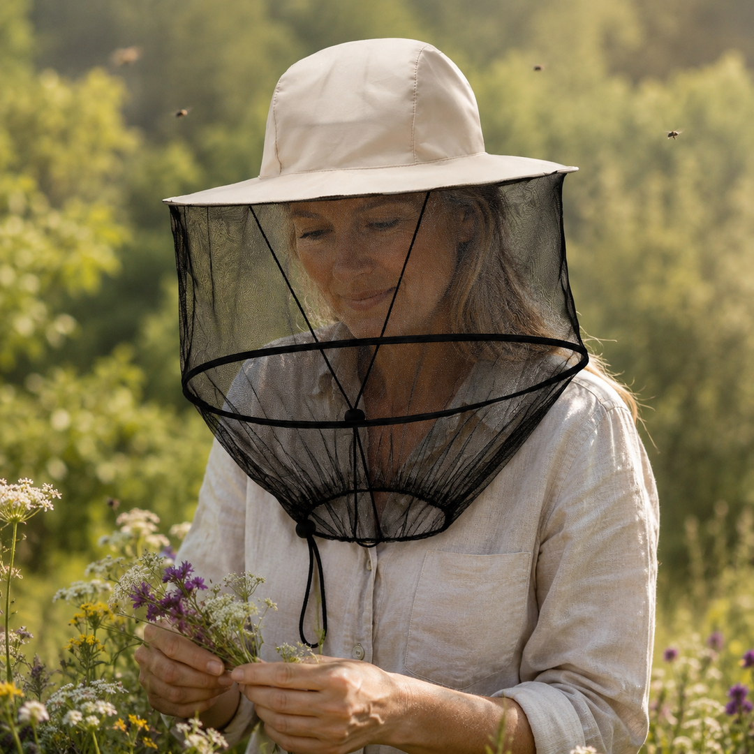 Anti-Mosquito Mesh Face Sun Hat Wide Brim UV Protection Fishing Gardening