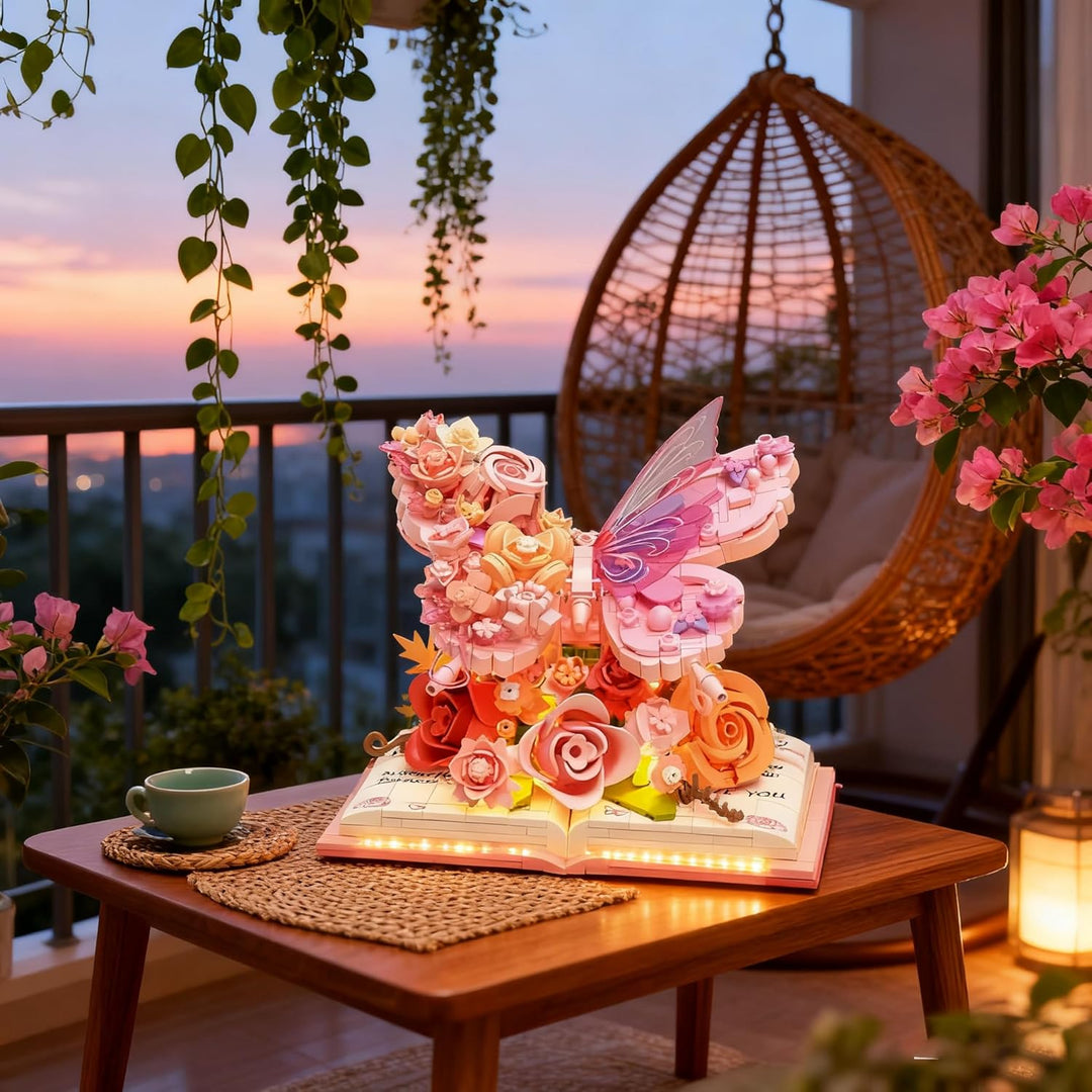 3D Butterfly Flower Building Blocks Set LED Light