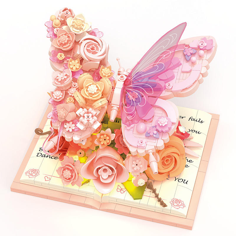 3D Butterfly Flower Building Blocks Set LED Light