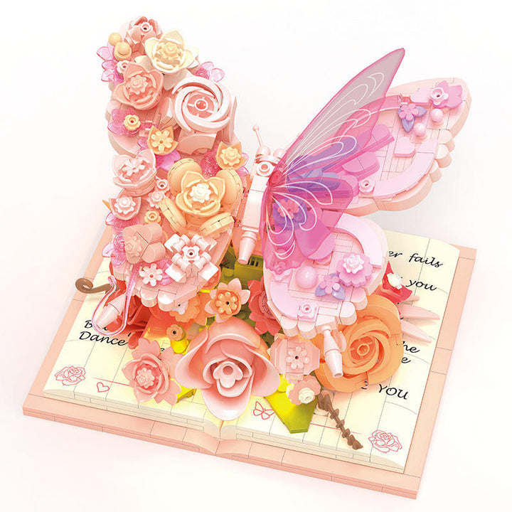 3D Butterfly Flower Building Blocks Set LED Light