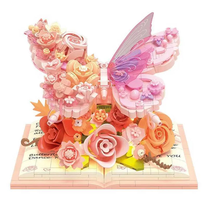 3D Butterfly Flower Building Blocks Set LED Light