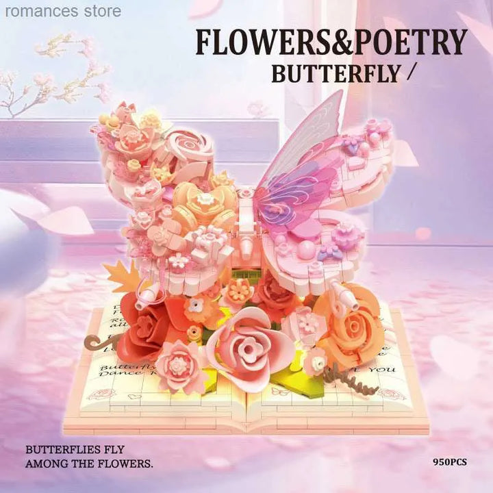 3D Butterfly Flower Building Blocks Set LED Light