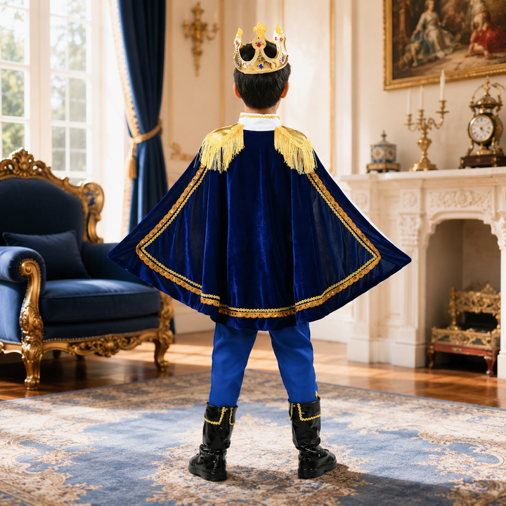 Boys King Prince Halloween Costume Royal Blue Red Cosplay Stage Roleplay Outfit Kids