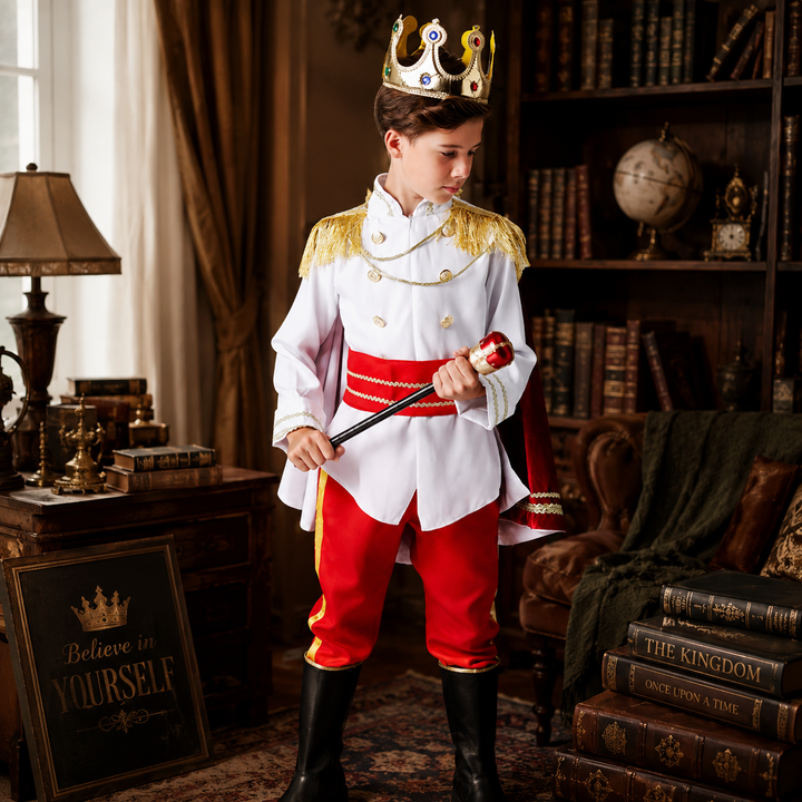 Boys King Prince Halloween Costume Royal Blue Red Cosplay Stage Roleplay Outfit Kids