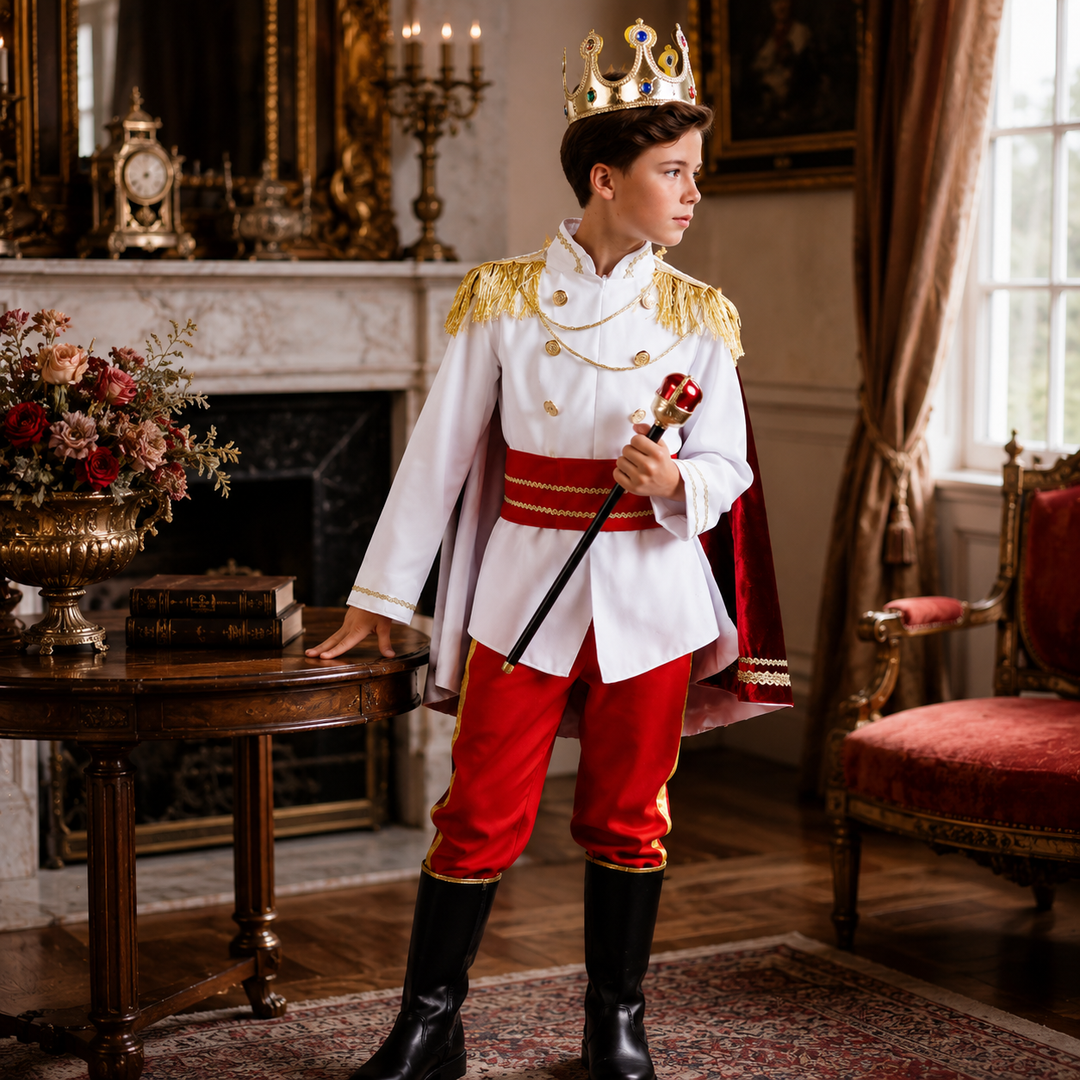 Boys King Prince Halloween Costume Royal Blue Red Cosplay Stage Roleplay Outfit Kids