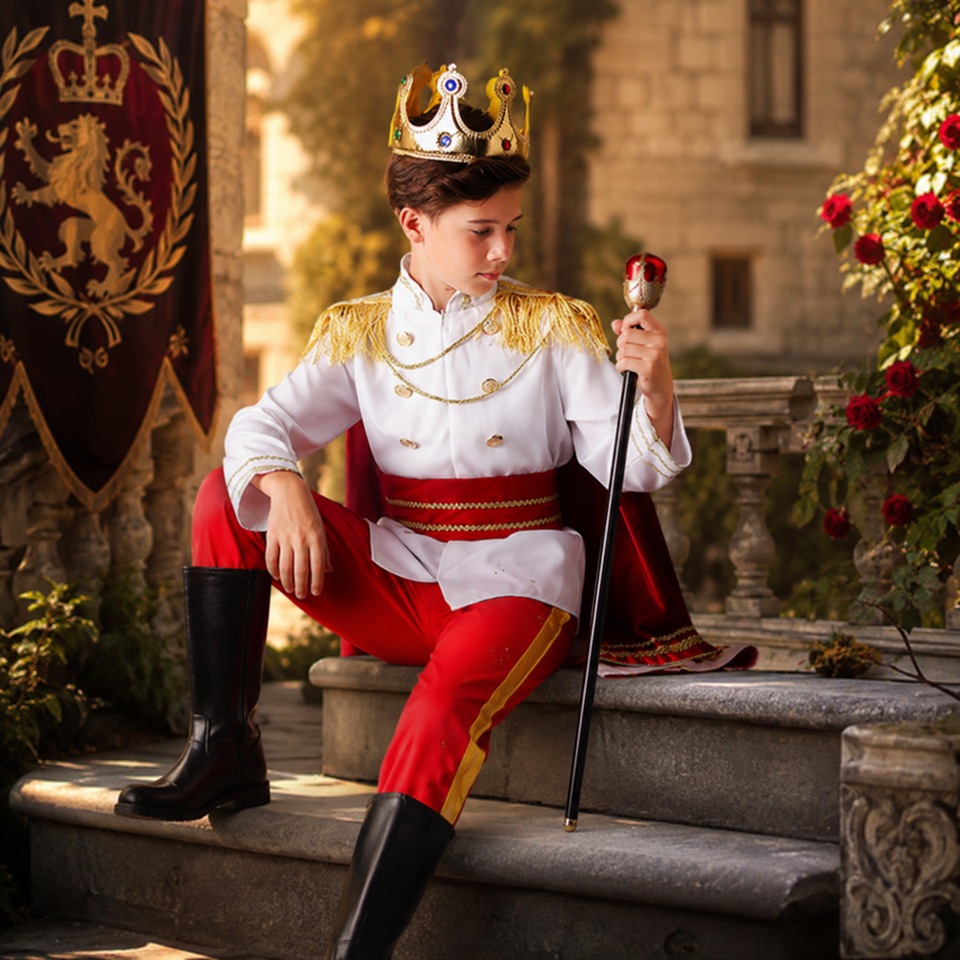 Boys King Prince Halloween Costume Royal Blue Red Cosplay Stage Roleplay Outfit Kids