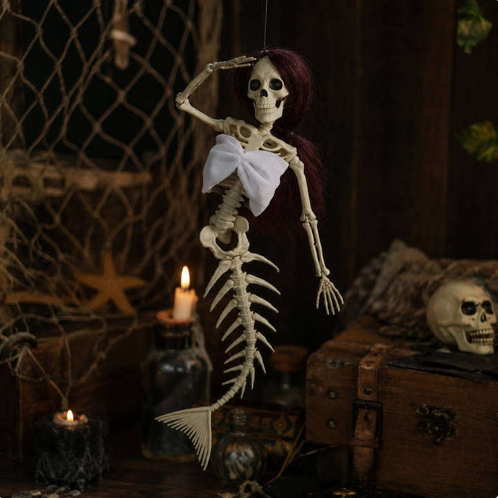 Hanging Mermaid Bone Halloween Ornament Outdoor Garden Skeleton Haunted Party Decor
