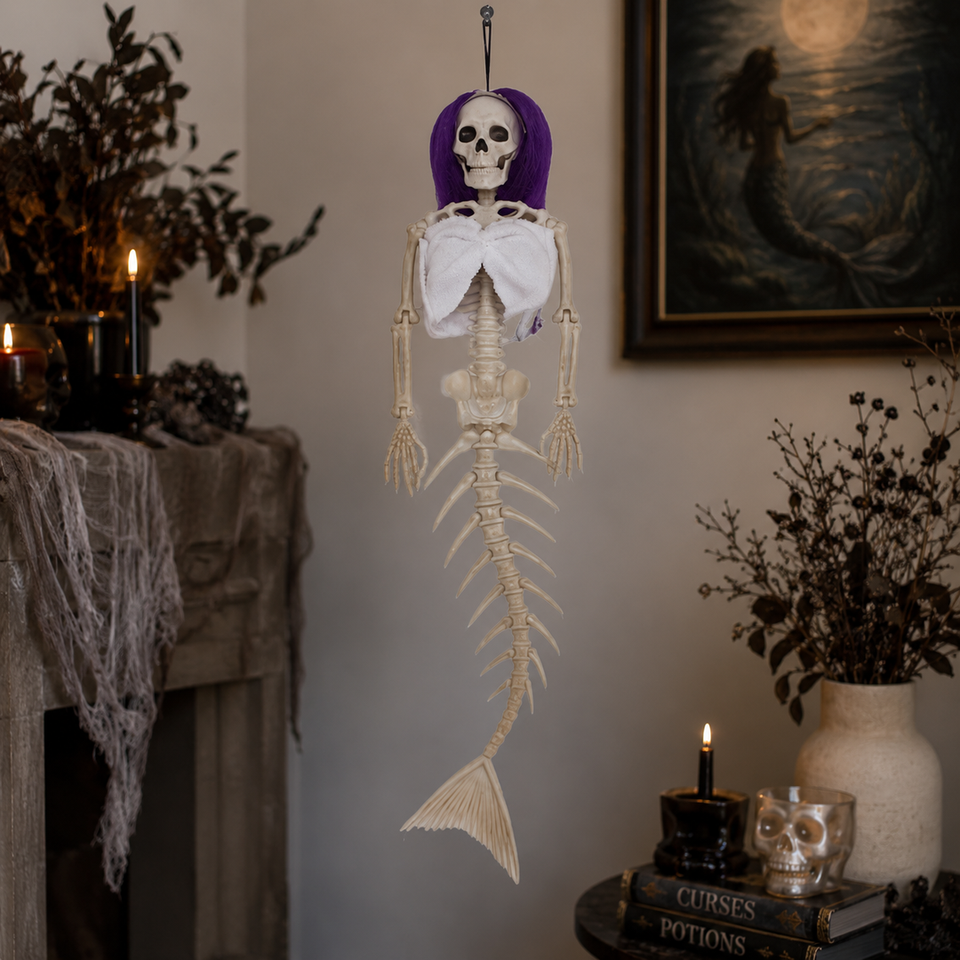 Hanging Mermaid Bone Halloween Ornament Outdoor Garden Skeleton Haunted Party Decor