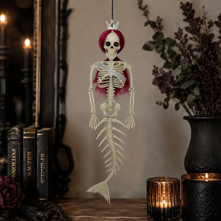 Hanging Mermaid Bone Halloween Ornament Outdoor Garden Skeleton Haunted Party Decor